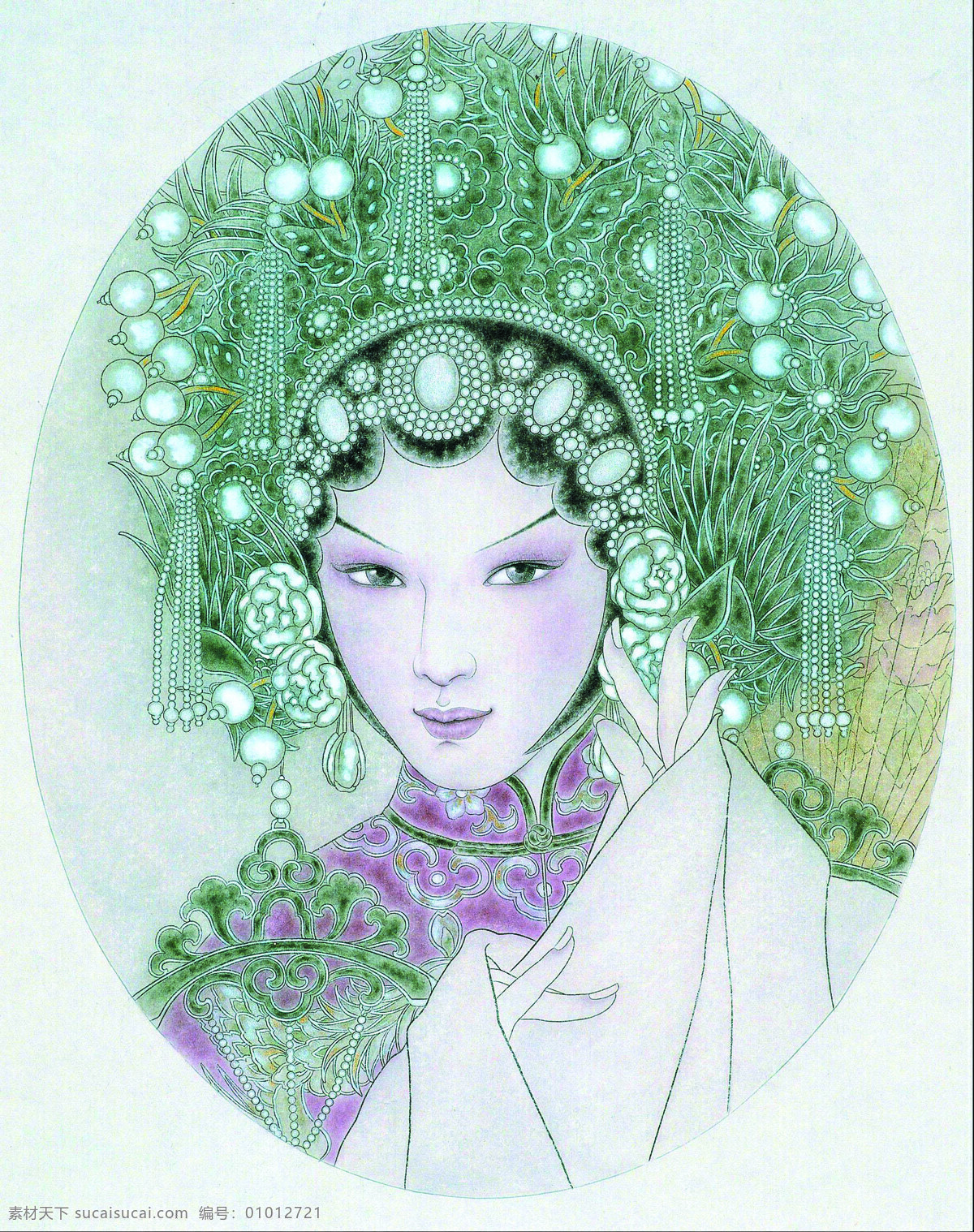 付洛红人物画 美术 中国画 工笔画 人物画 女人 戏曲人物 贵妃 文化艺术 绘画书法