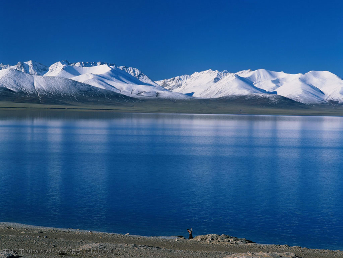 雪山 湖水 山峦 水面 倒影 蓝天 自然风景 旅游摄影