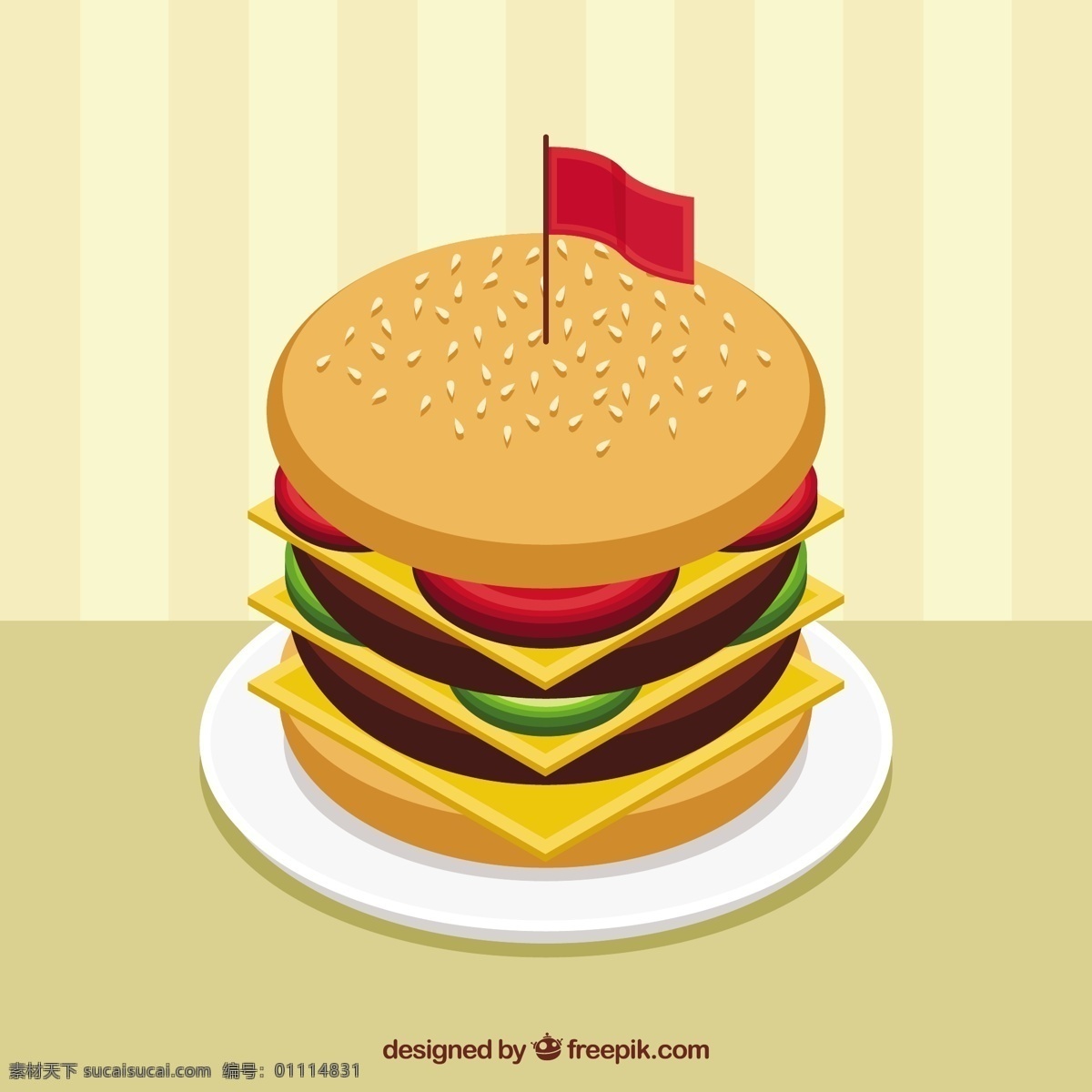 美味 汉堡 背景 食物 菜单 颜色 扁平 丰富多彩 快餐 平面设计 食物菜单 奶酪 汉堡包 番茄 午餐 小吃 餐 背景色