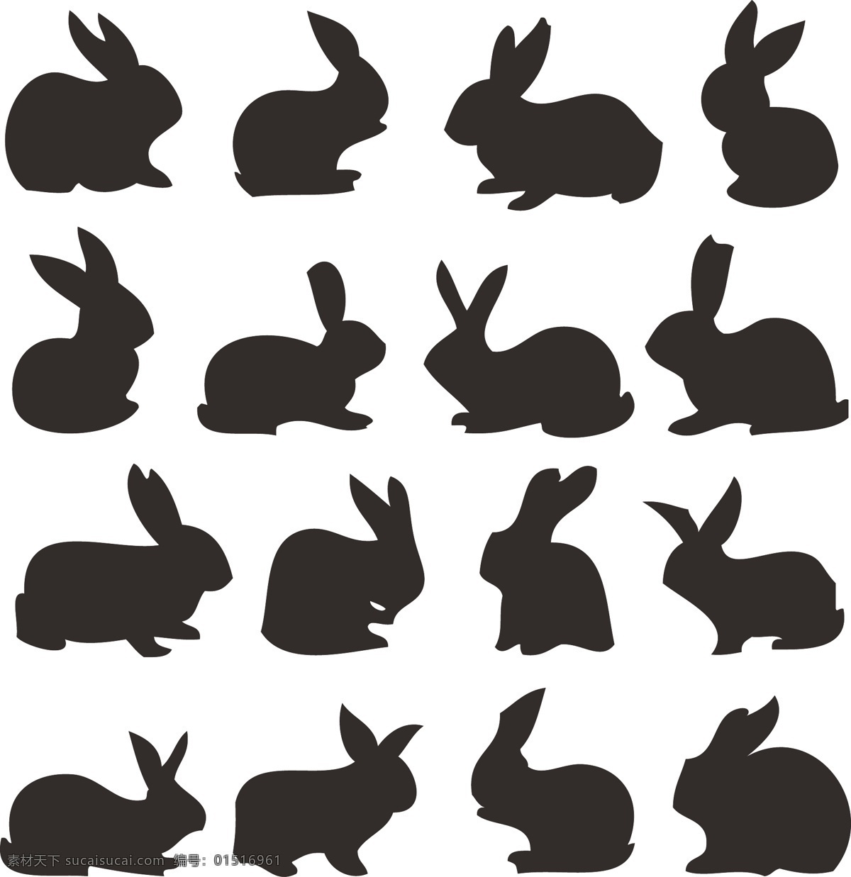 兔子剪影矢量 兔子 剪影 矢量 黑白 插圖 生物世界 野生动物