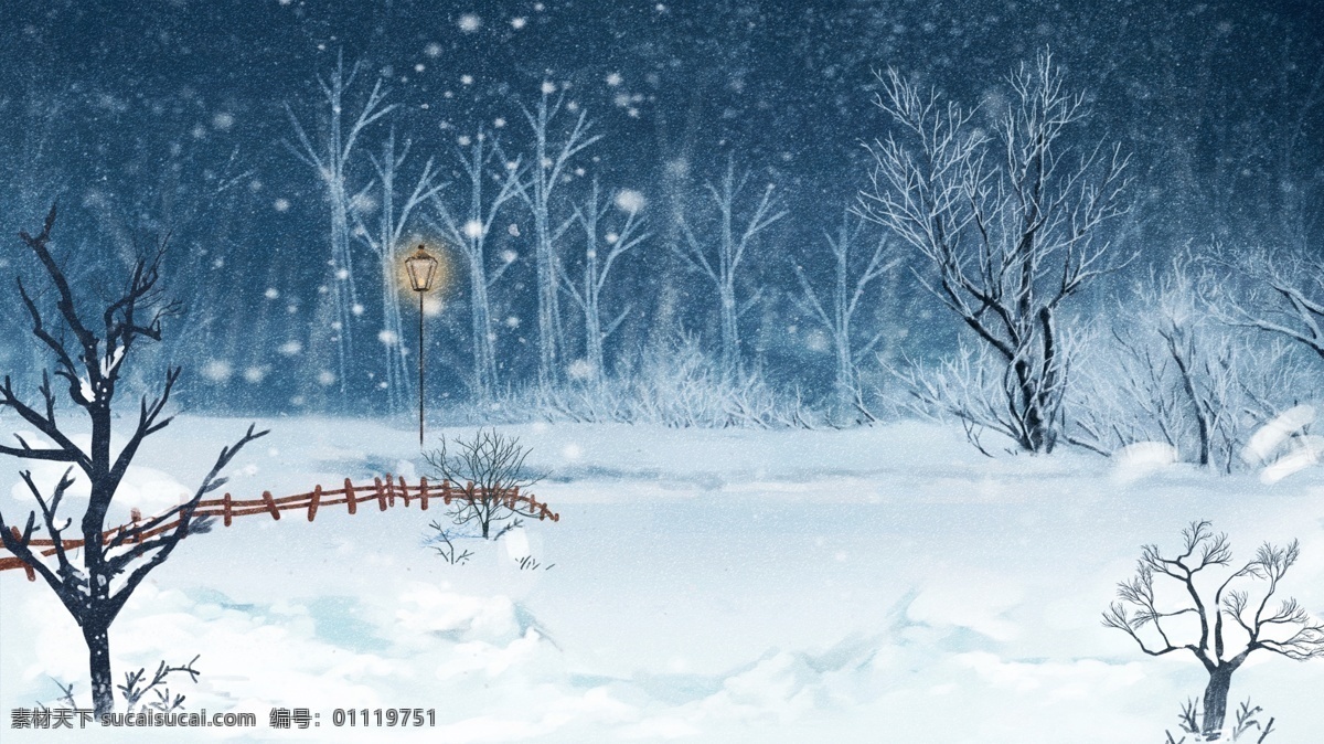 简约 雪地 树林 立冬 背景 背景素材 雪花 二十四节气 节气 广告 立冬背景 广告背景素材