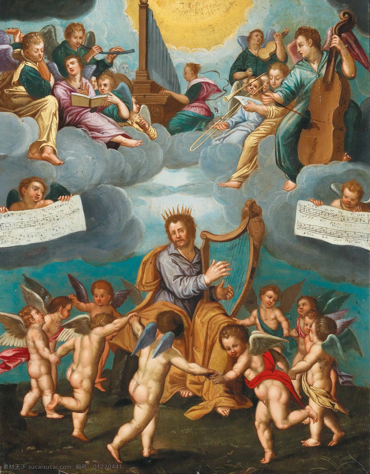 大卫王的称赞 圣经故事 以色列 杰出帝王之一 神灵歌颂 古典油画 油画 文化艺术 绘画书法