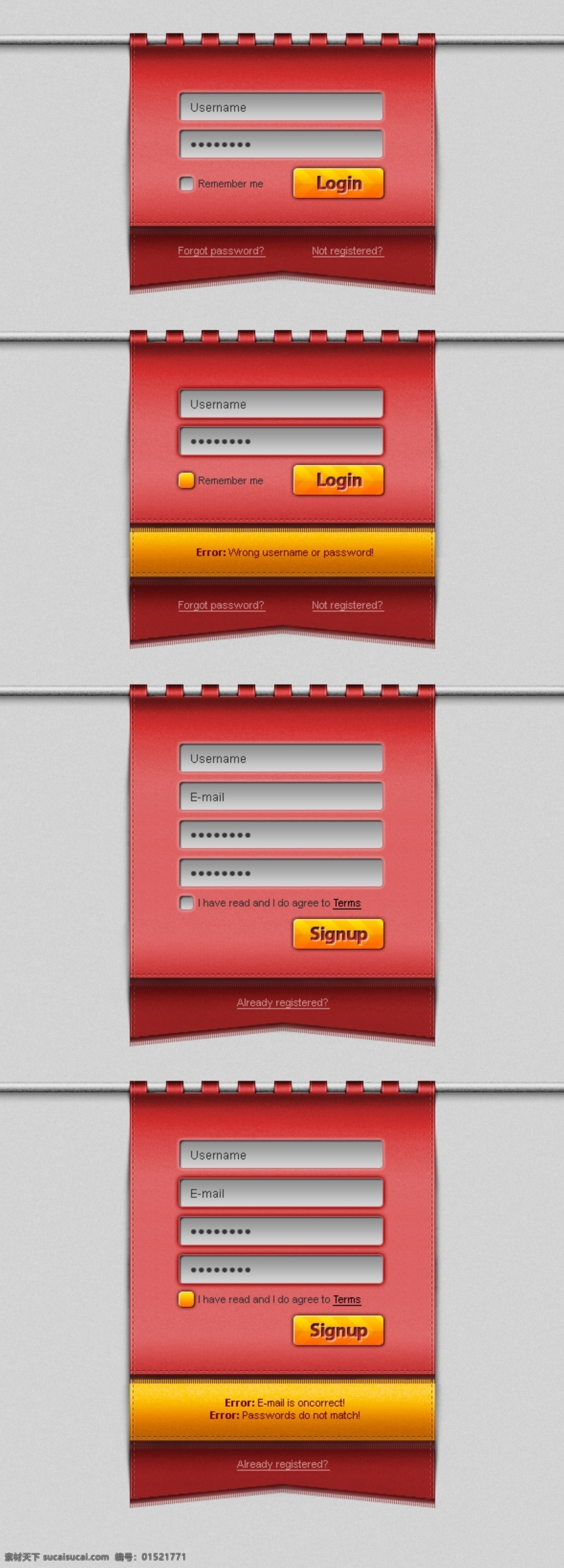 精致 登录 界面 分层 按钮 登陆框 登录界面 红色 确认 网页素材 多媒体设计
