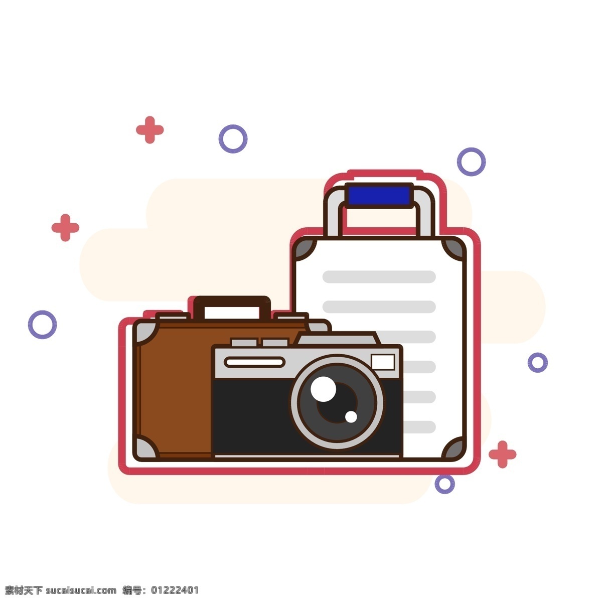 原创 矢量 卡通 相机 行李箱 商用 照片 旅行 拉杆箱
