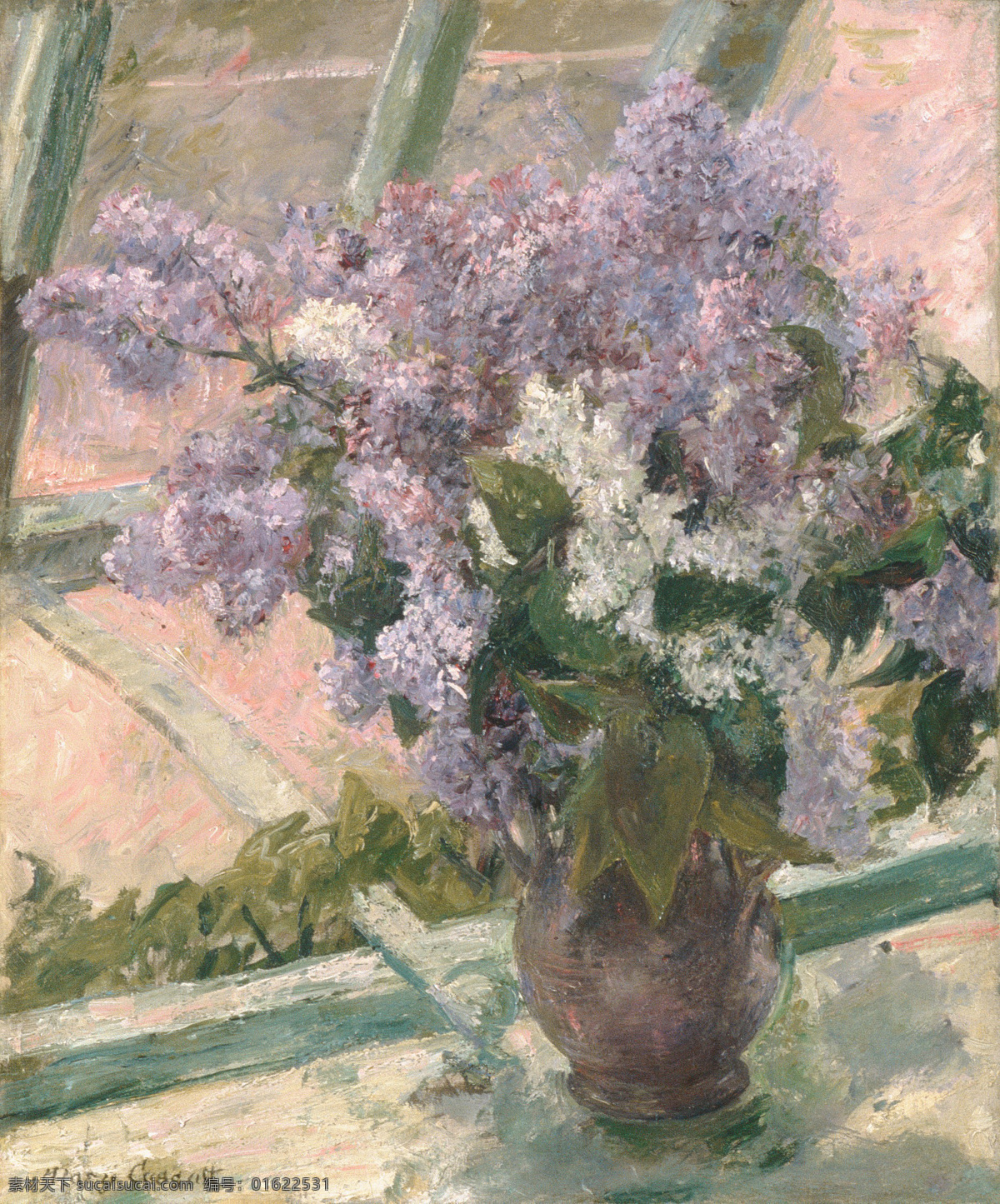 花瓶 插花 抽象 油画 紫色花朵 盆栽 装饰画 绘画 文化艺术 绘画书法
