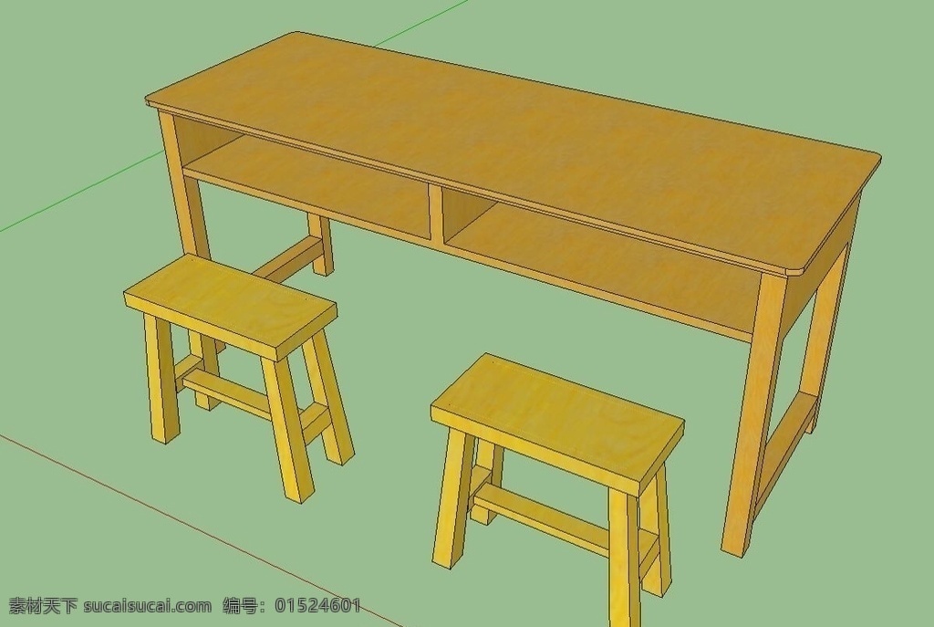 课桌模型 桌凳 书桌 课桌 su素材 su模型 草图大师模型 skp模型 工具 3d设计 其他模型 skp