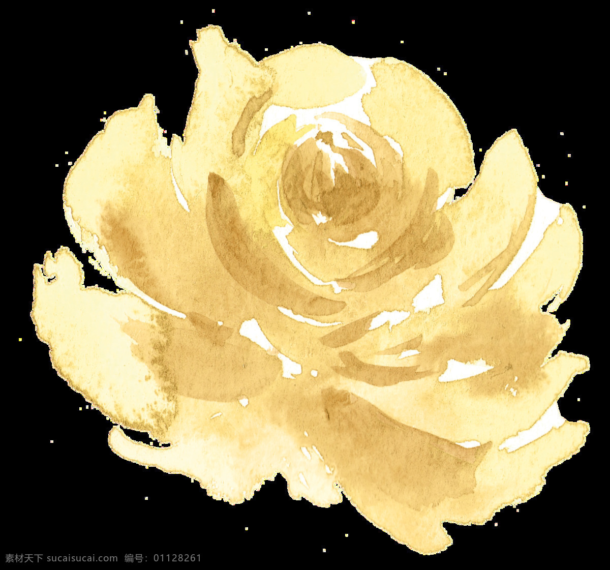 手绘 盛开 花卉 透明 灿烂 淡雅 黄色 免扣素材 水彩 透明素材 渲染 装饰图案