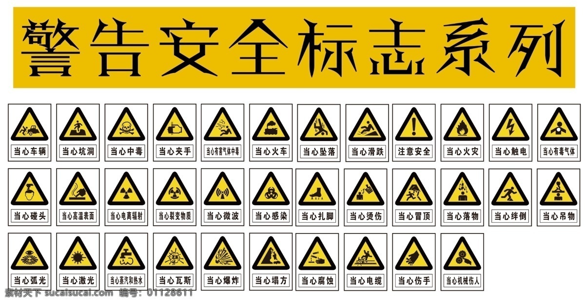 警告 安全 标志 系列 警示 禁止 注意 展板模板