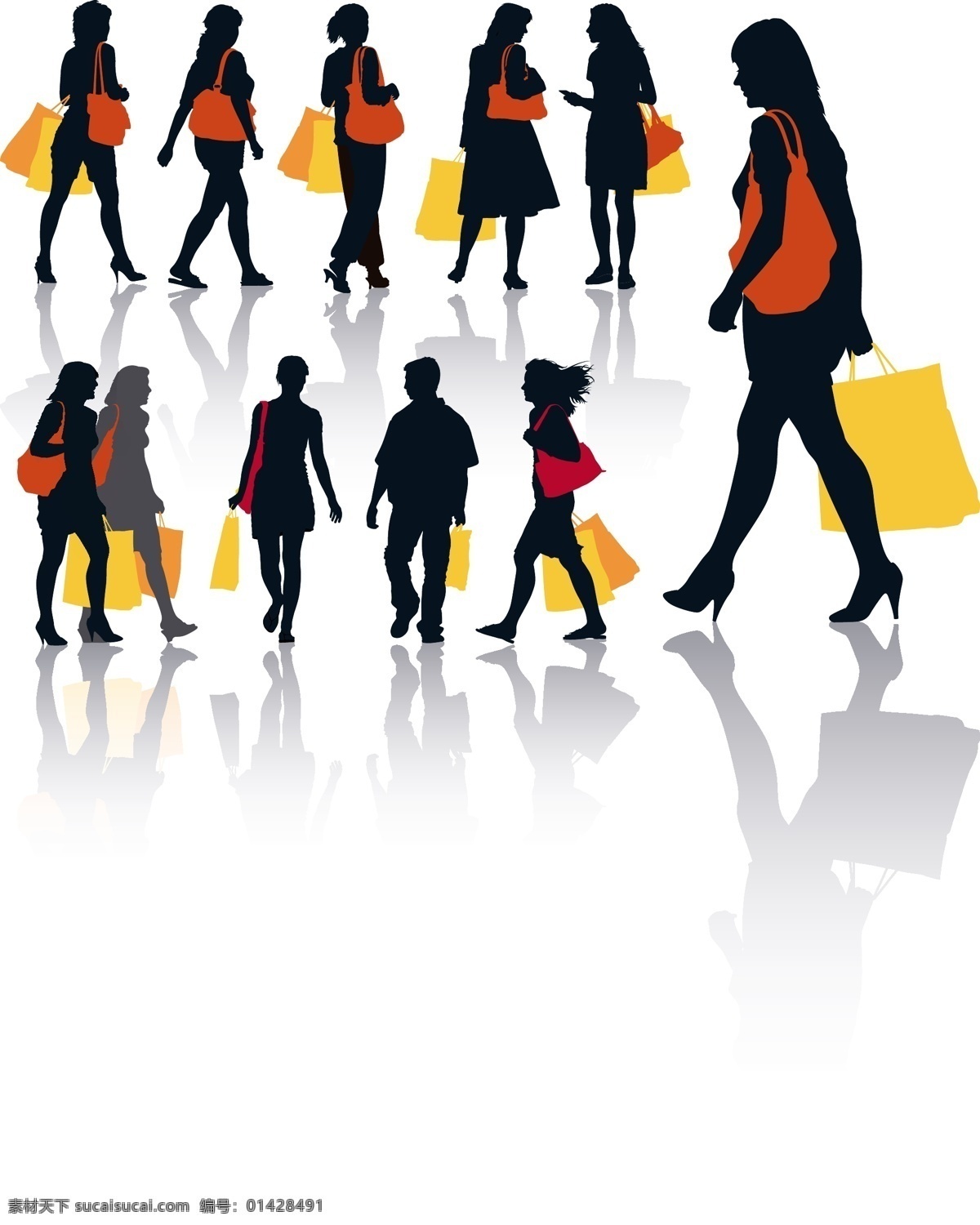 美女剪影 美女购物 人物剪影 商务剪影 倒影 少女 矢量剪影 剪影 商务人士 上班族 黑白人物 男人 男性剪影 日常生活 矢量人物 人物矢量素材 妇女女性 矢量