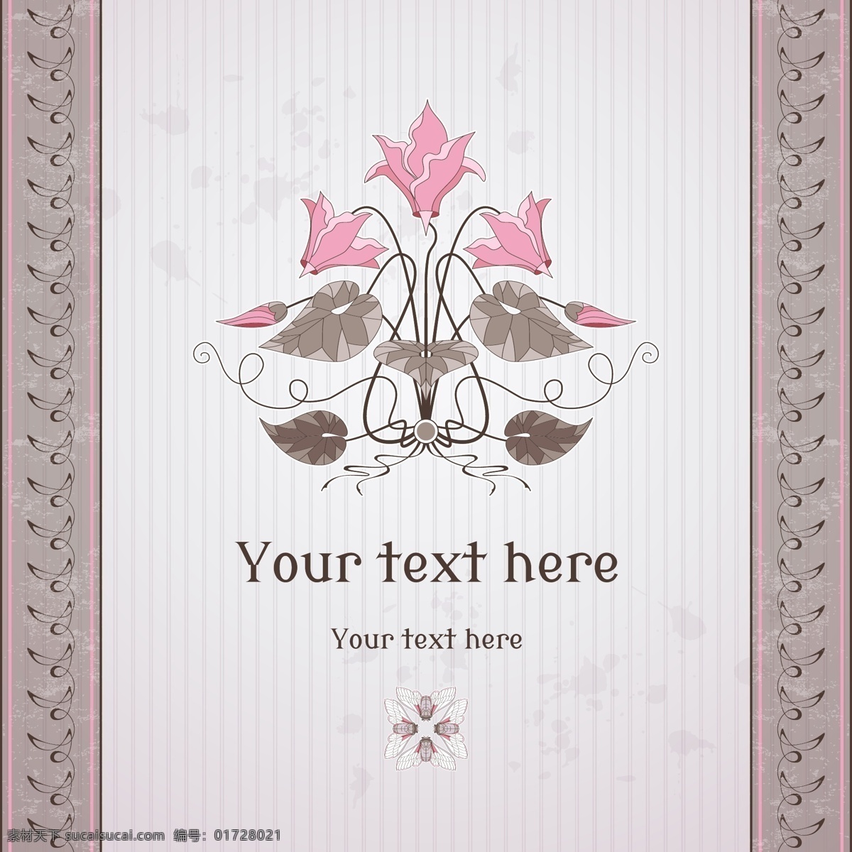 条纹 介绍 卡片 粉 灰色 花纹 vi 矢量 复古 粉色 花朵 欧式 创意 简约 贺卡 邀请函