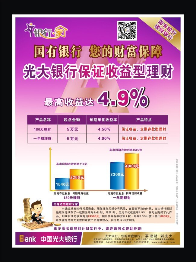 光大 理财 报广 财富 单页 光大银行 金融广告 银行 收益 保证收益 海报 原创设计 原创海报