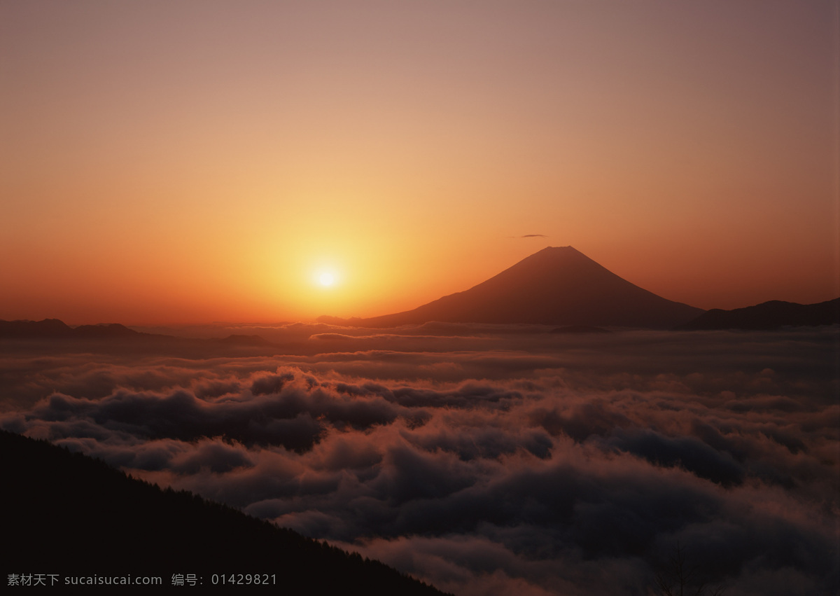 雪山 海上日出 高山 朝霞 晚霞 自然景观 自然风景