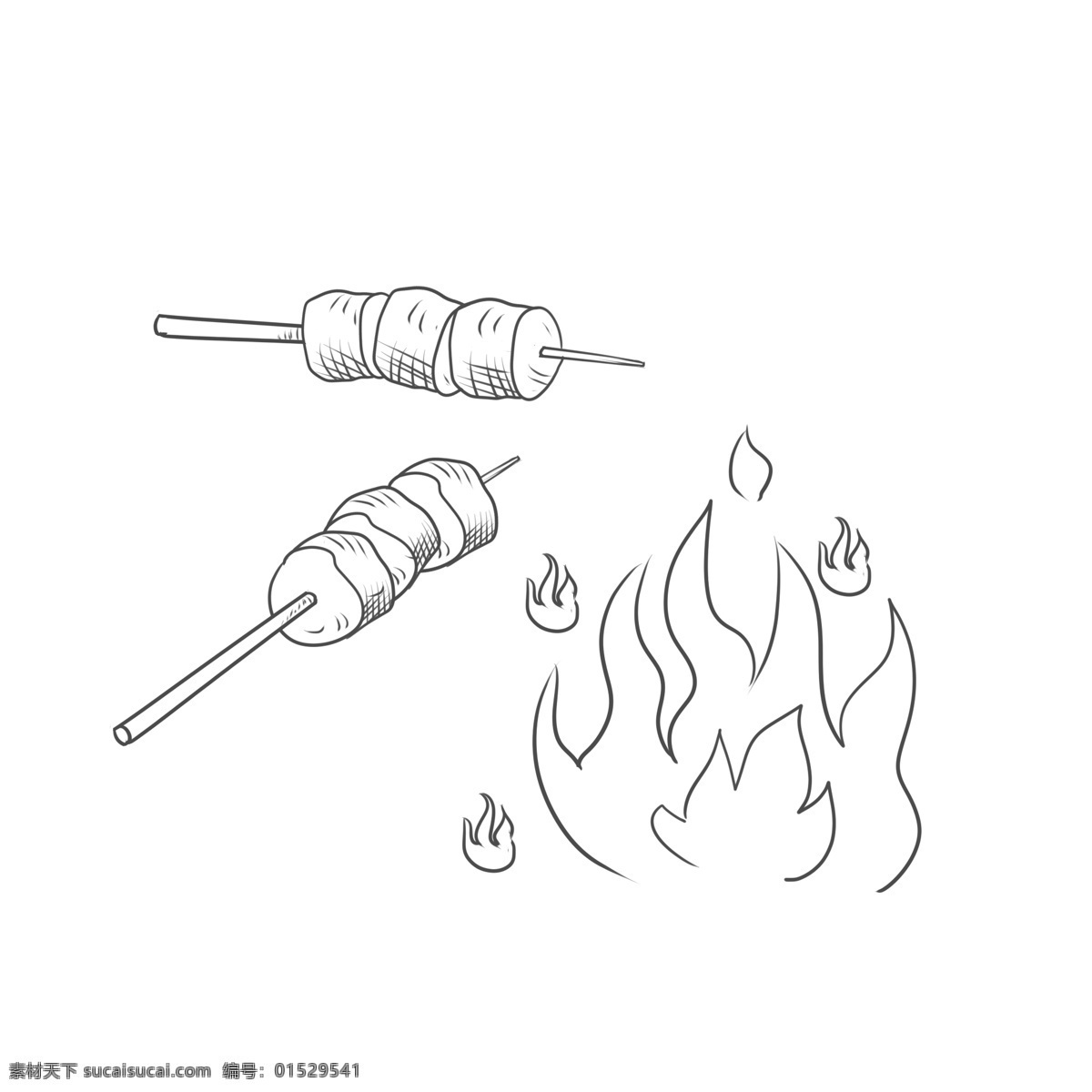 烧烤 烤串 装饰 火焰 水滴 纹理 纹路 线条 卡通 手绘