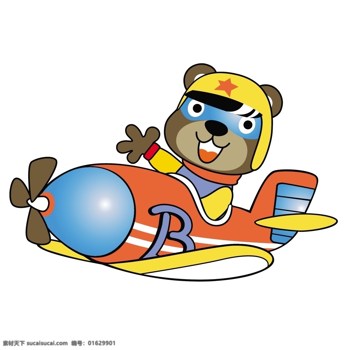 小 熊 开 直升机 可爱 卡通 小熊 小动物 卡通素材 儿童绘画 可爱卡通