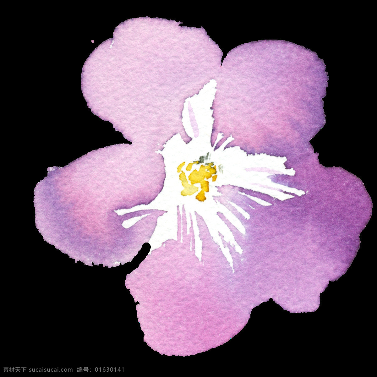 手绘 渲染 紫色 花朵 透明 淡雅 黄色 免扣素材 水彩 水墨风 透明素材 唯美 装饰图案
