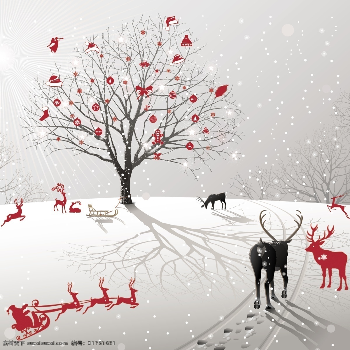 圣诞狂欢 圣诞节 海报 雪花 冬季 麋鹿 文化艺术 节日庆祝