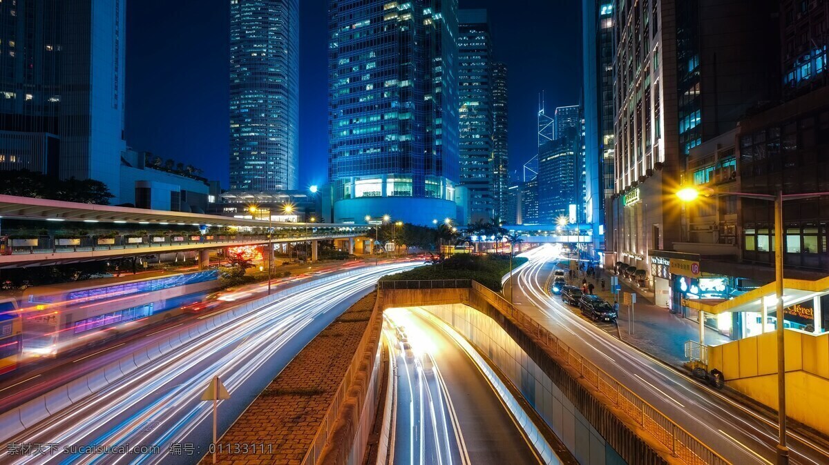 城市夜景 香港 城市 摩天大楼 建筑物 现代 交通 街道 路 市中心 市容 灯 夜 晚上 延时摄影 自然景观 建筑景观