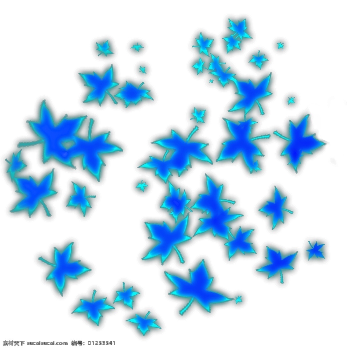 蓝色 光效 漂浮 枫叶 商用 元素