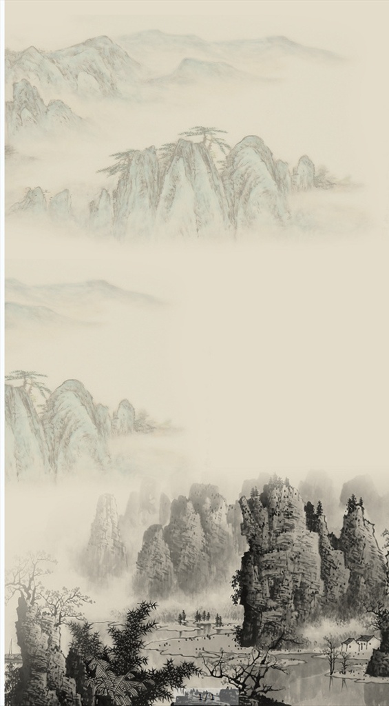 水墨画背景 山水画背景 水墨背景 装饰画 中国风背景 书法 分层