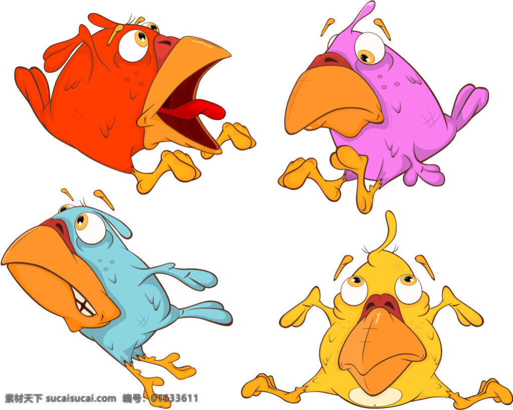 矢量 卡通 搞笑 动物 小鸟 设计素材 搞笑动物