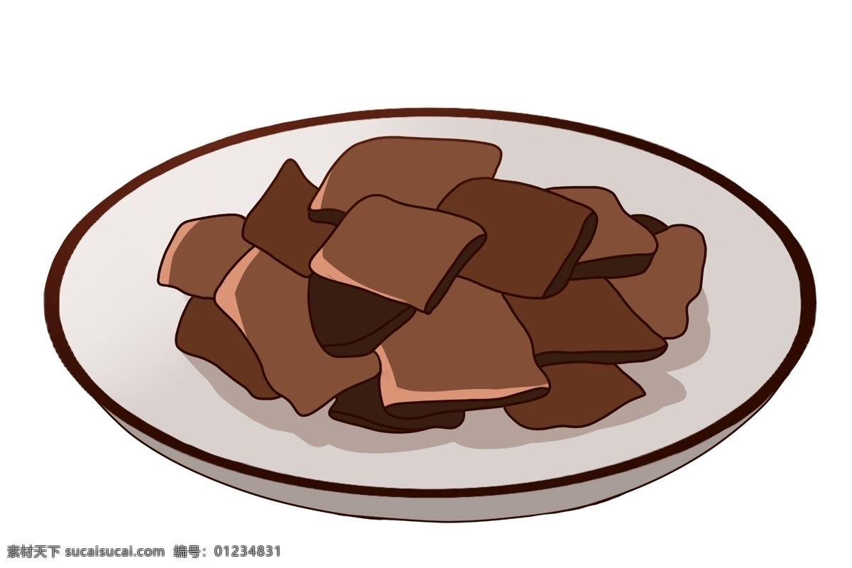 美味 巧克力 饼干 插画 卡通食物插画 小吃 零食 零食插画 零食小吃 巧克力饼干 白色盘子 卡通饼干插画