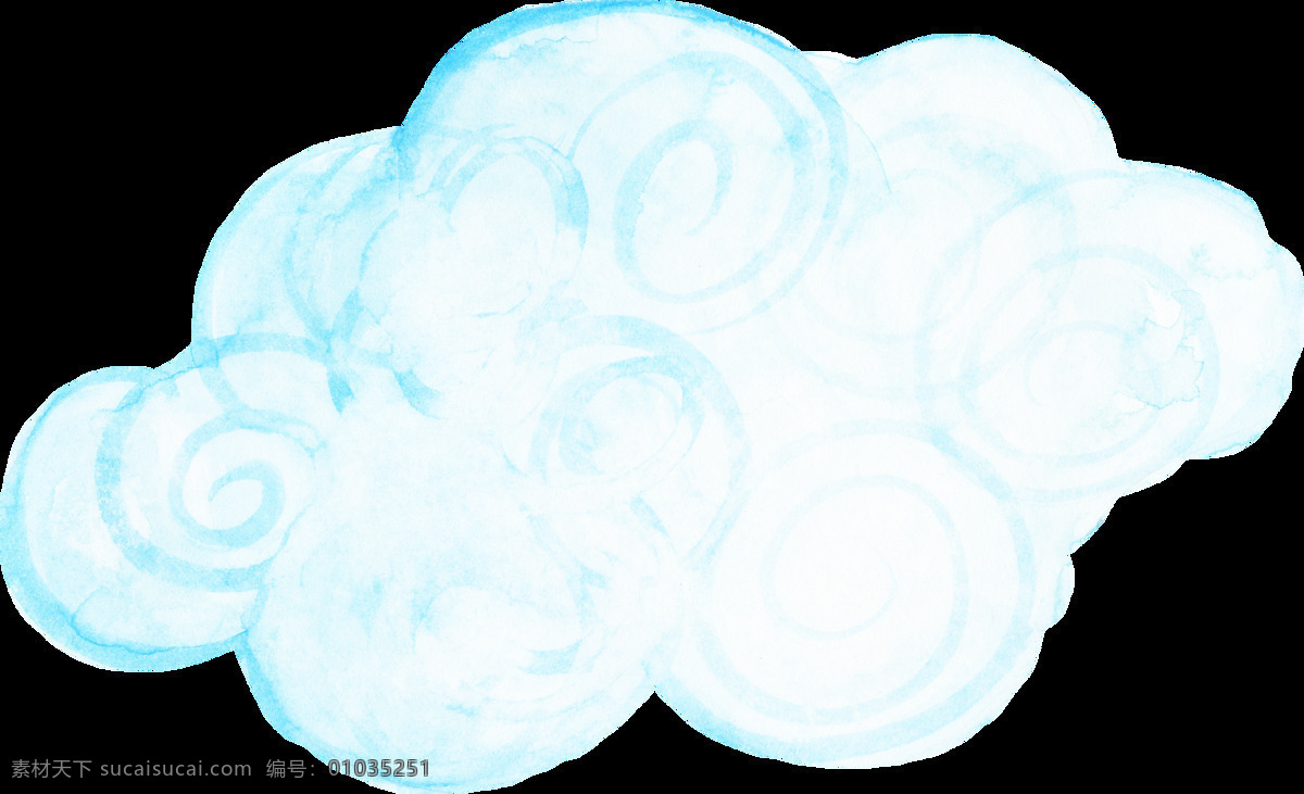 手绘 孙悟空 跟斗 云 透明 白色 渐变 卡通 蓝色 免扣素材 水彩 透明素材 装饰图案