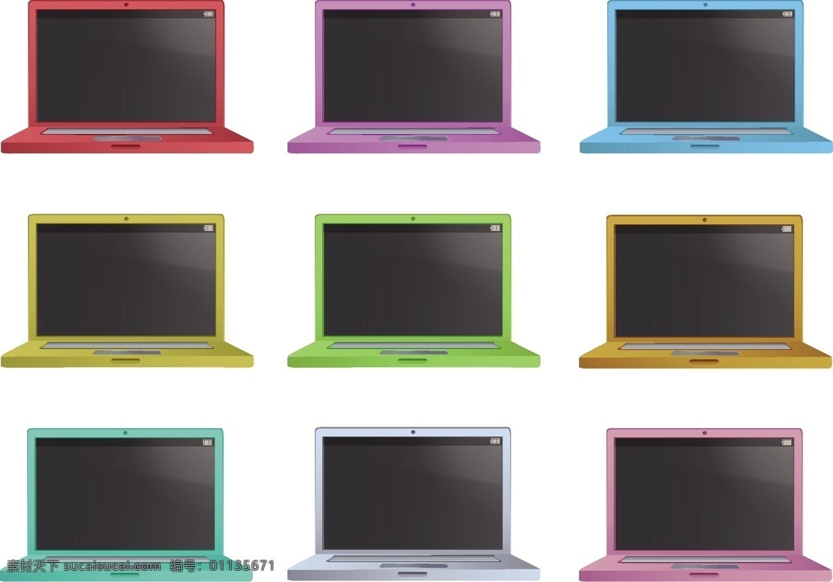 各种 颜色 笔记本 电脑 插图 各种颜色 笔记本电脑