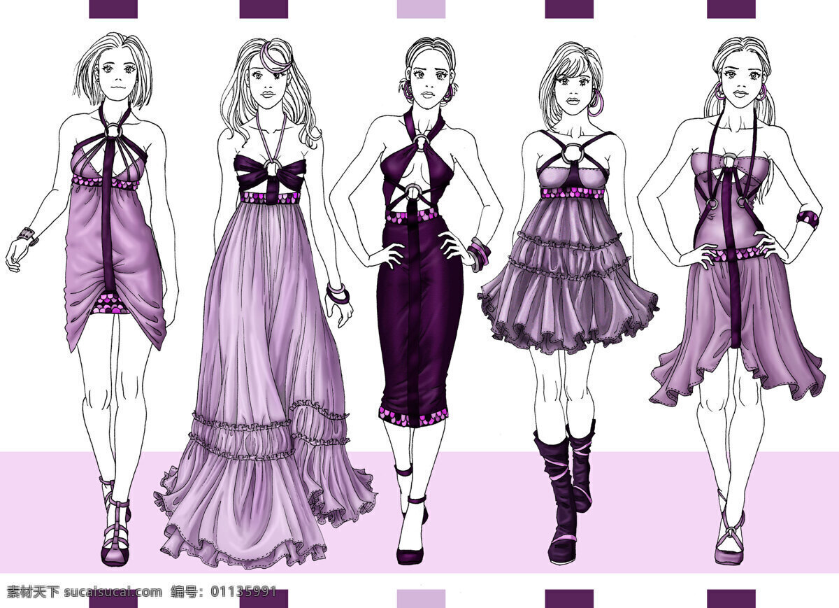款 紫色 晚宴 礼服 设计图 服装设计 时尚女装 职业女装 职业装 女装设计 效果图 短裙 衬衫 服装 服装效果图 连衣裙