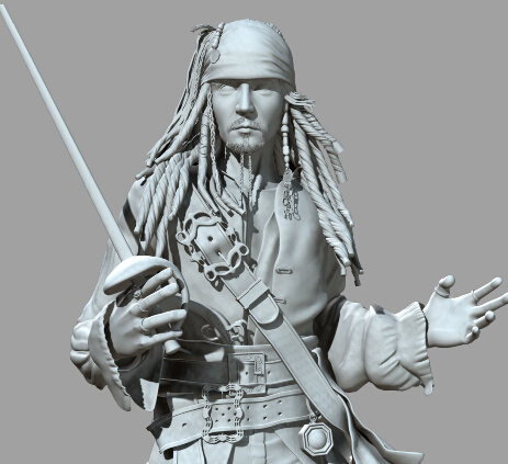 加勒比 海盗 杰克 船长 模型 3d模型 雕刻模型 3d模型素材 其他3d模型