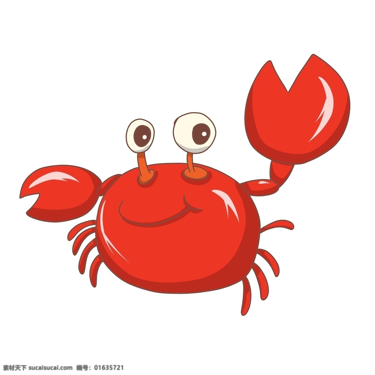 红色 大闸蟹 美食 插画 商用 元素 瞪眼 螃蟹 海鲜 食物