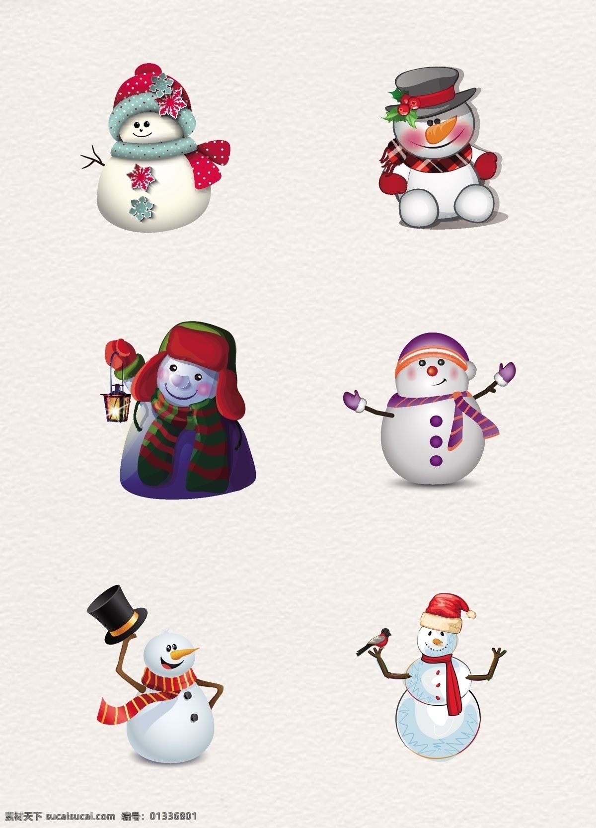 彩绘 可爱 雪人 冬季 元素 矢量图 围巾 节日元素 圣诞节元素 圣诞装扮 节日装饰