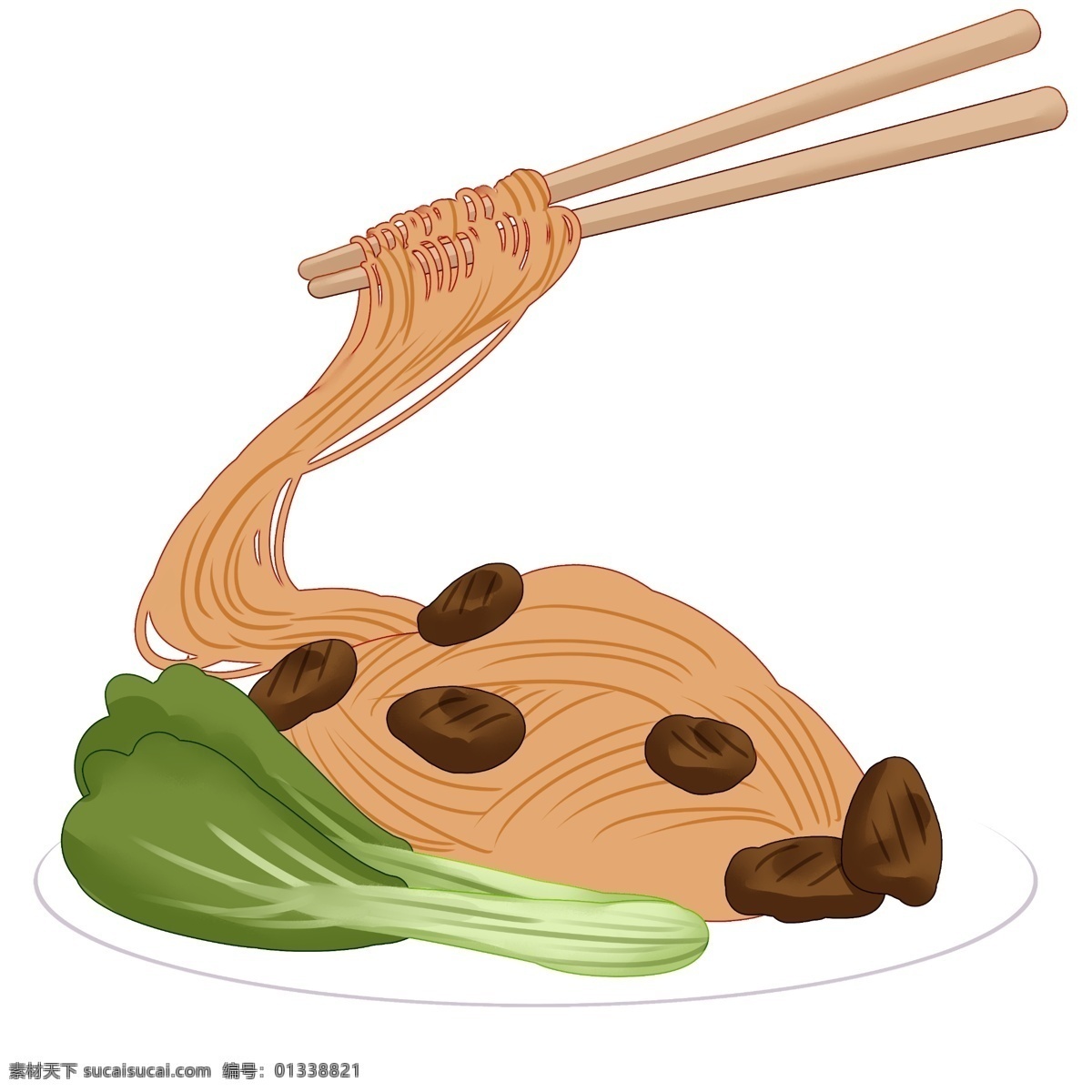 筷子 夹 面条 插画 面条美食 阳春面 挂面 面食 白水面 食物美食 筷子夹起面条 一碗热面