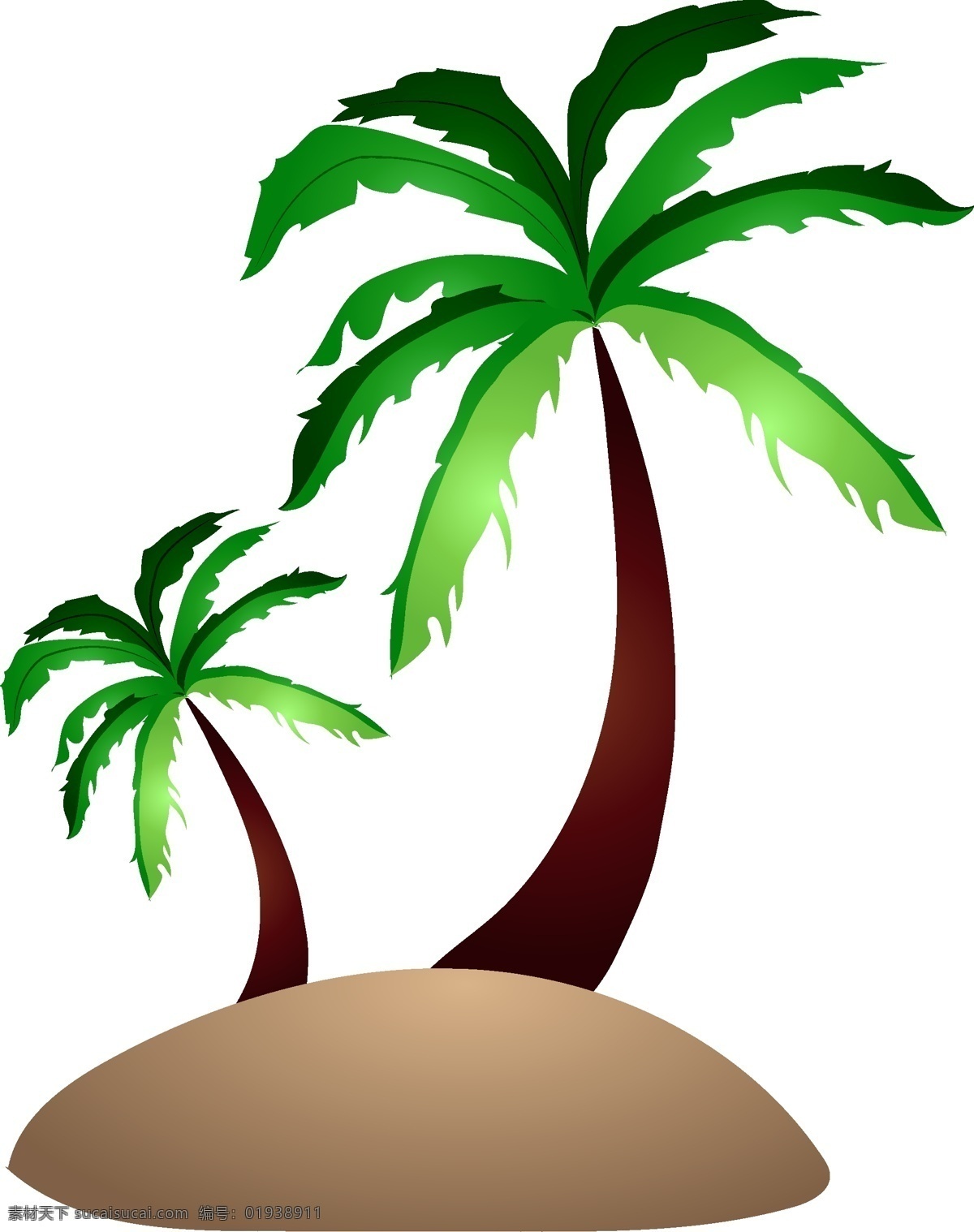 手绘 卡通 椰树 椰子 椰 汁 卡通手绘风 绿色树木 假期 叶子 夏天 夏至 大海 旅行 暑假 椰汁 海边