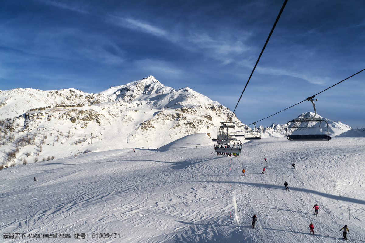 白雪风景 冬季 雪山风景 电缆车 滑雪 高山 雪山