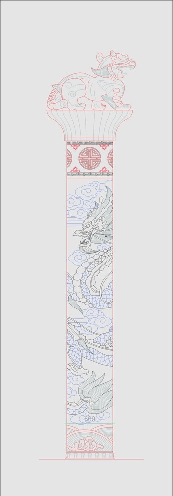庞龙柱 柱子 狮子 龙 节日素材 国庆 传统建筑 建筑家居 矢量