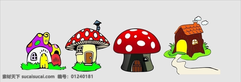 卡通蘑菇屋 卡通 蘑菇屋 卡通房子 房屋 幼儿园