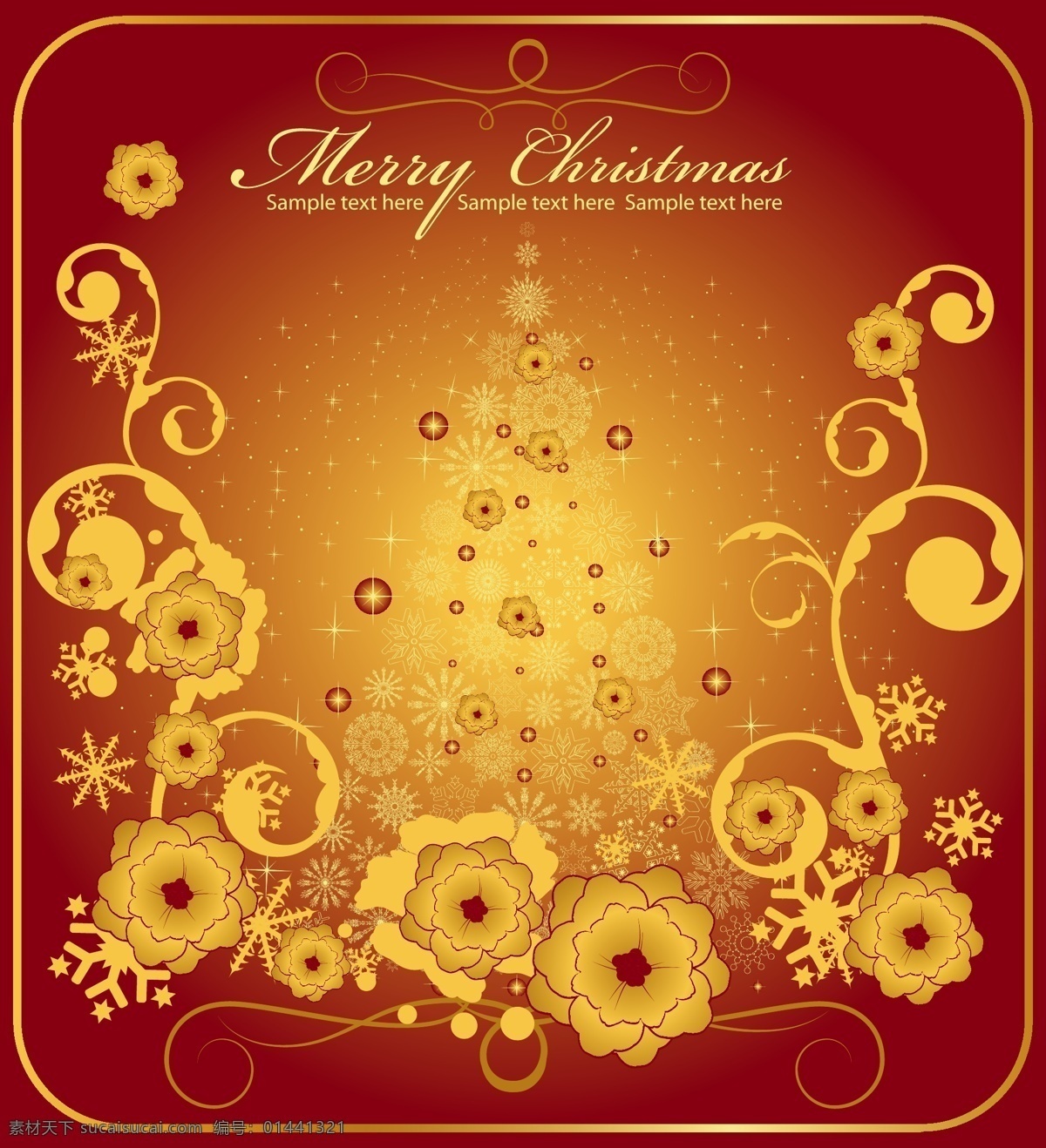 矢量 圣诞节 红色 铜铃 花朵 花纹 蜡烛 礼物 圣诞树 雪花 闪光 挂 球 圆球 金色 节日素材