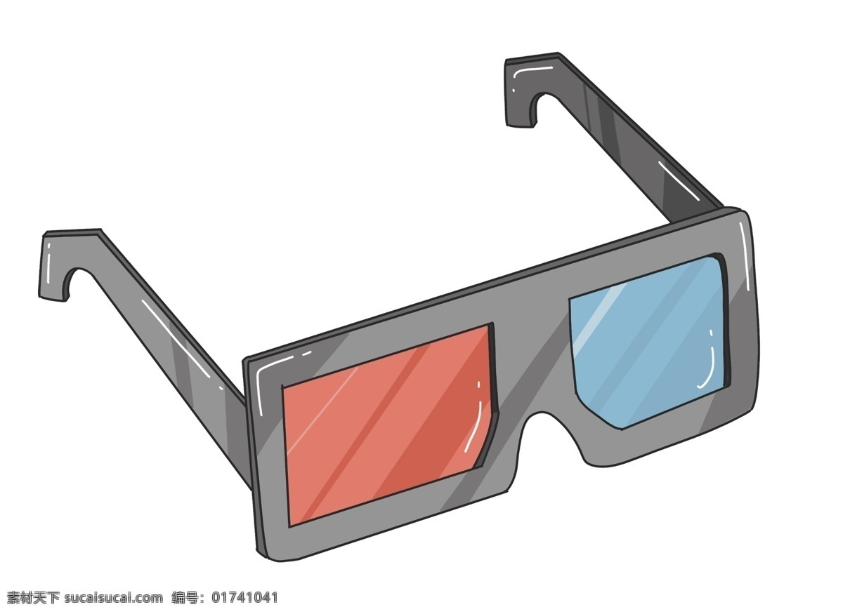 灰色 3d 电影 插图 动感3d眼镜 刺激3d眼镜 蓝色镜片 红色镜片 电影3d眼镜 灰色的镜框 眼镜插画