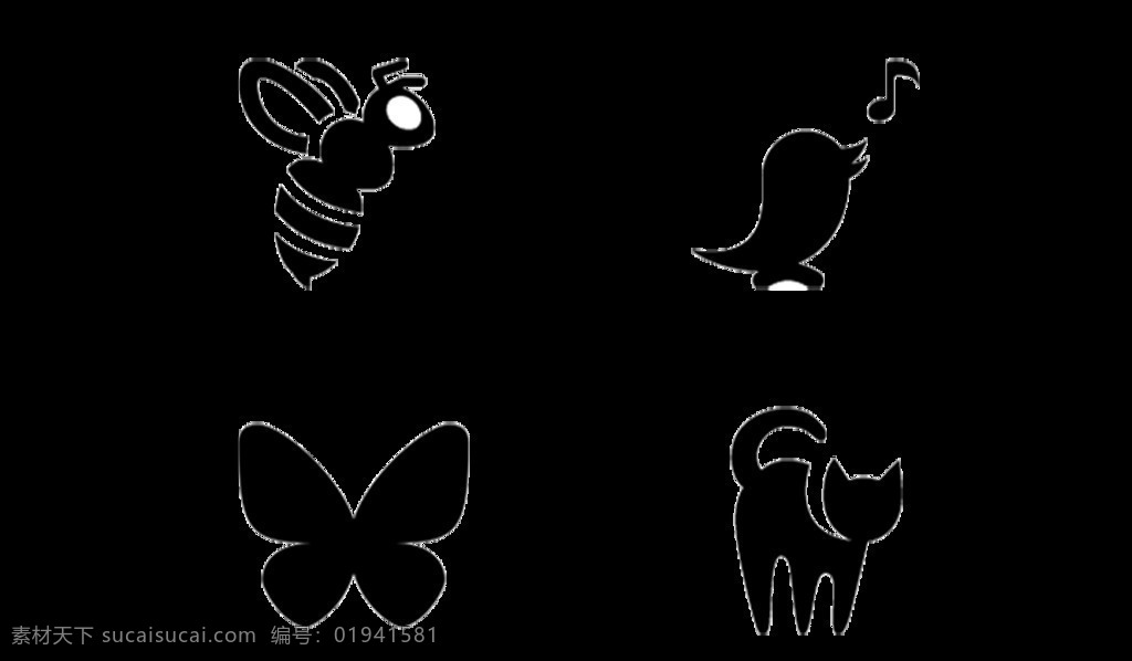 扁平动物图标 动物图标 图标 图标设计 扁平图标 手绘动物 icon 动物icon 卡通图标 蜜蜂 小鸟 蝴蝶 猫咪