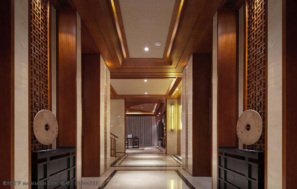 新 中式 时尚 客厅 走廊 木制 展示柜 室内装修 图 客厅装修 走廊装修 中式花纹窗户 黑色展示柜