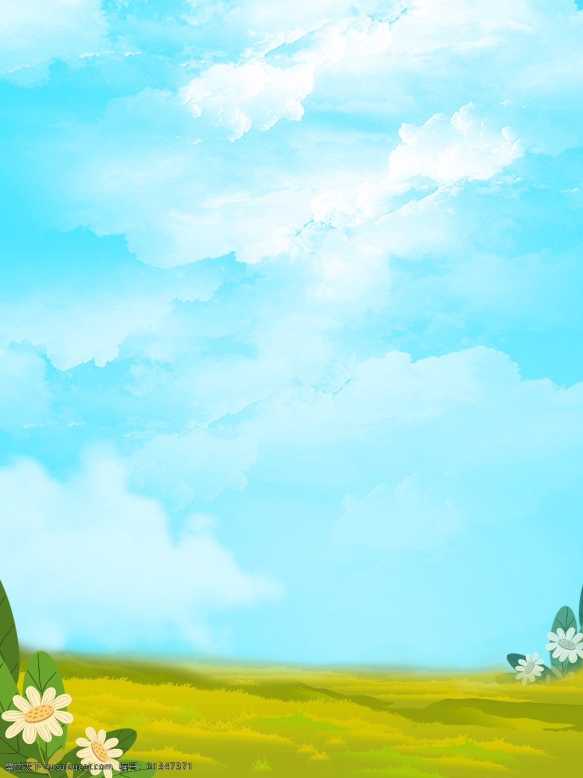 蓝色 云彩 天空 草地 夏季 背景 图 背景图