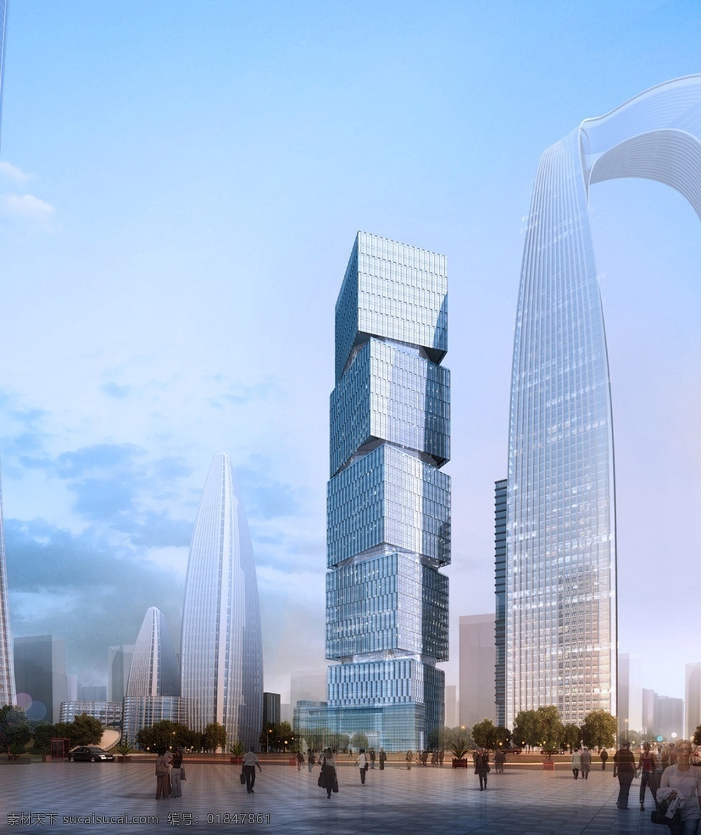 摩天大楼 建筑 效果图 高层 建筑设计 环境设计