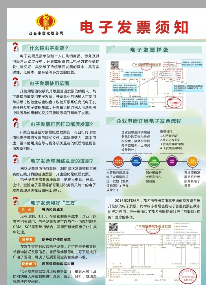 国税局 电子 发票 须知 国税局标志 电子发票须知 财务发票 电子发票 电子发票流程 发票使用范围 税务局 单页