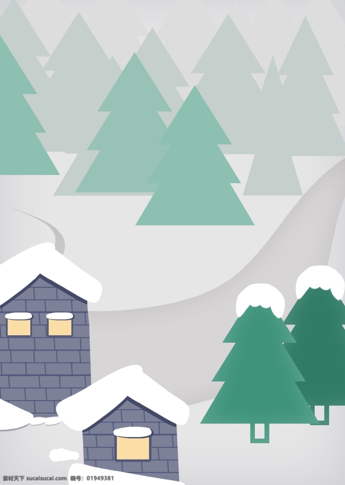 清新 浪漫 小雪 节气 房屋 背景 风景 大雪节气 中国风节气 背景设计 雪景 彩绘背景