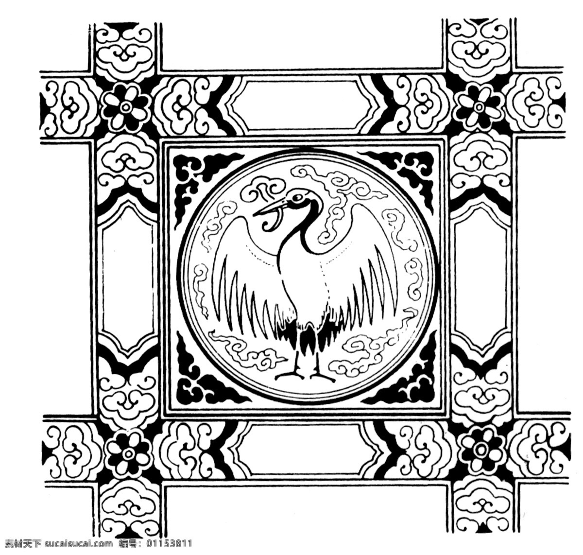 鸟兽纹样 传统 图案 传统图案 设计素材 动物图案 装饰图案 书画美术 白色