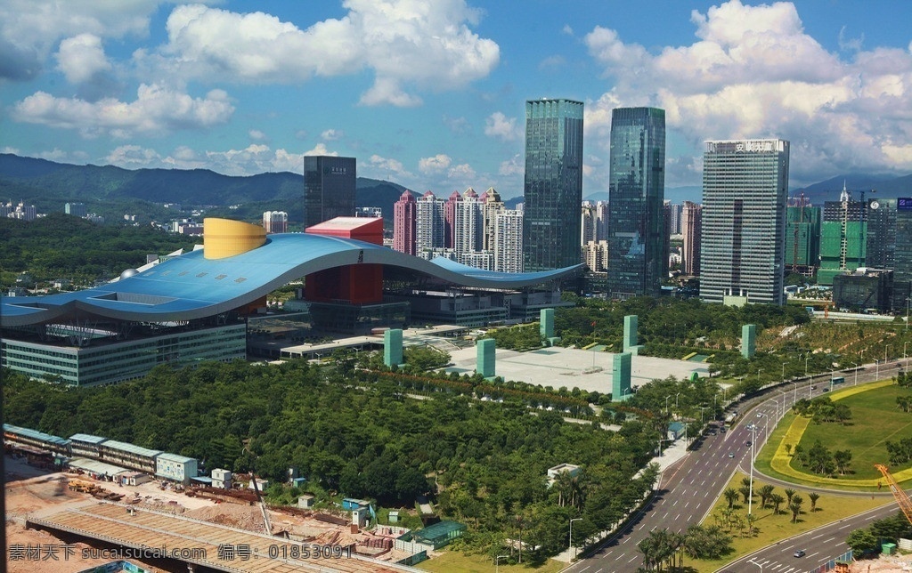 深圳市民中心 深圳 市民中心 街景 俯瞰 深南大道 建筑景观 自然景观