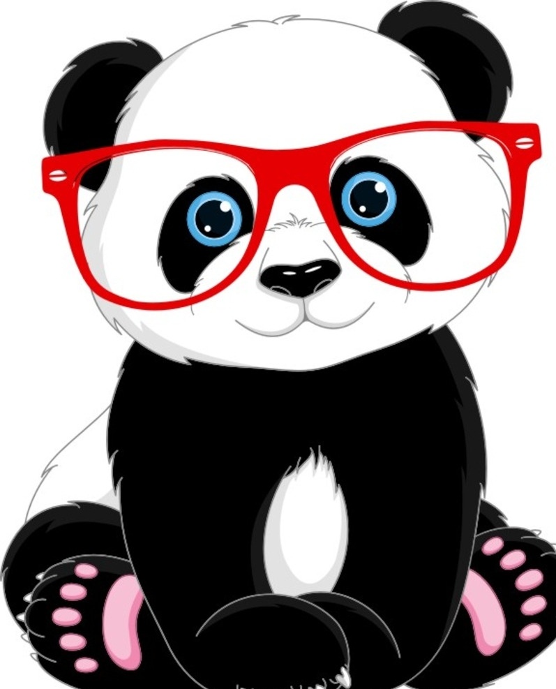卡通熊猫矢量 卡通熊猫 眼镜 大熊猫 卡通 可爱熊猫 标志图标 其他图标
