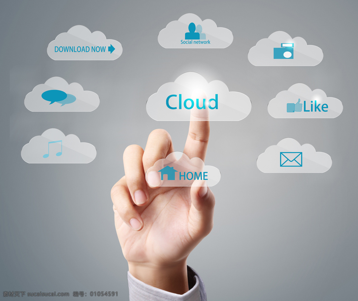 点击 云 图标 手 云系统 按钮 社交媒体 现代商务 商务科技 通讯网络 现代科技