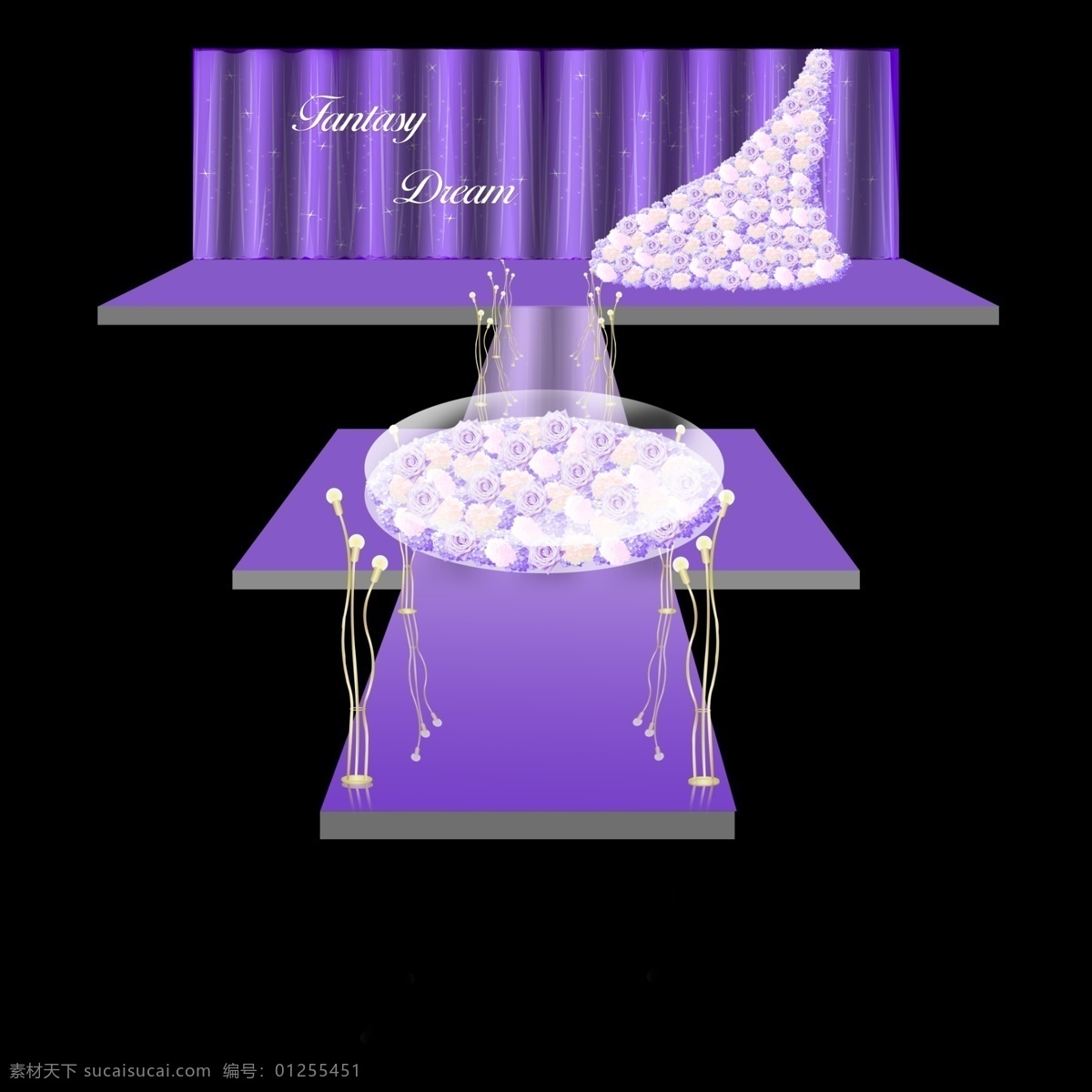 紫色 婚礼 效果图 紫色效果图 花艺 ps源文件 舞台 背景