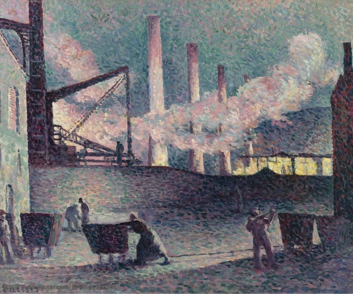 1903 大师 画家 风景画 静物 油画 建筑 装饰画 couillet at furnaces works luce maximilien 人物 高清 西方 国外 现代 家居装饰素材